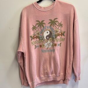 Billabong Pink If Lost Return to Paradise Sweatshirt/ Oversized Small
